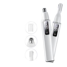 電動鼻毛修剪器 充電式 二合一鼻孔清潔工具, 極光白觸控款二合一FK - 2018 - A, 中文說明書