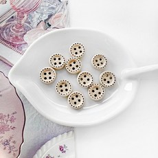 (NEW)10mm 스티치 컬러 나무단추, 아이보리, 10개