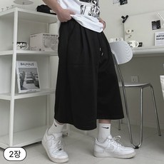 1+1 르위 버뮤다 팬츠 투턱 9부 추리닝 반바지 와이드 트레이닝바지