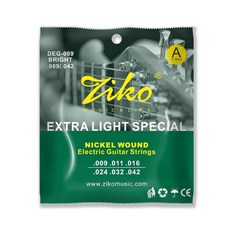 ZIKO 일렉 기타 줄 세트 스트링 니켈 도금 코팅 009-042, 1박스, 실버, 3세트