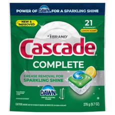 Cascade Complete 洗碗機專用洗滌劑 檸檬 21入, 1個, 276g