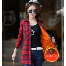 라오농 엄마복 가을 겨울 기모 긴팔 셔츠 문예 체크 셔츠+ llfe6868 겨울 누빔 방한 두꺼운