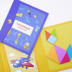 탱그램 자석 칠교놀이 세트 유아 창의력 교구 원목 칠교 조각퍼즐, 02_칠교놀이 세트 노랑, 1개