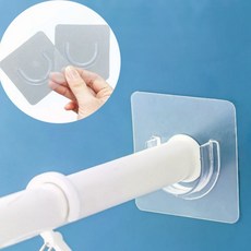 무타공 압축봉 커튼 설치 브라켓 2개 욕실 창문 고정 거치대, 1개, 상세페이지 참조