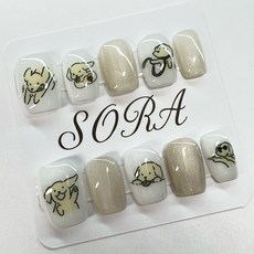 SORA 勒狗 狗狗圖案 穿戴甲 短方型 甲片, 1個, M