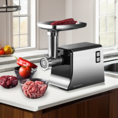 가정용 전동채칼 분쇄기 스테인리스 고기분쇄기 다지기 2000W, 실버, 실버, 1개