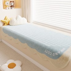 DFMEI 卡通風仿羊絨飄窗毯家用臥室吸水防滑墊耐髒耐磨牀邊地毯, 1cm, 蒂芙藍-異形M:60*80cm(仿羊絨)