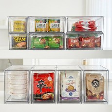 한누네 아크릴 서랍형 팬트리 정리함, 투명, 1개