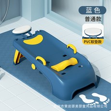 兒童洗頭躺椅可摺疊洗頭椅子寶寶家用小孩坐洗髮嬰兒洗頭髮牀凳子, 1個, 普通不帶洗頭槽-藍色(大號0-16歲):1
