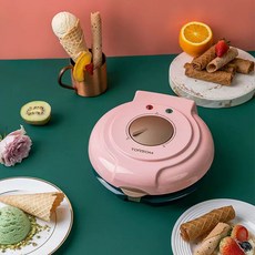 와플머신 가정용 샌드위치 기계 얇은 와플메이커 전기, 딥그린 스크레이퍼+ 휘터 몰드 포함, 기본 색상