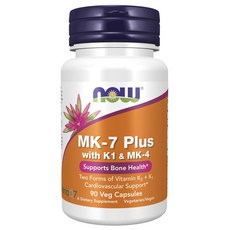 NOW Foods MK-7 Plus維他命K1&MK-4素食膠囊, 1罐, 90顆