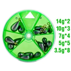 염수 22개 눈물방울 낚시용 웨이트 배스 무게추 낚시 모양 박스 담수용, nd box, 1개