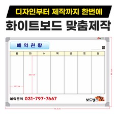 회의실 대기 예약 현황판 골프 마사지샵 미용실 음식점 웨이팅보드 화이트보드 제작, 자석(자석부착O)