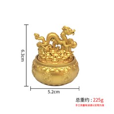 黃銅小茶壺 迷你把玩壺 龍鳳雕刻 手工藝品 打麻將趣味 招財擺飾 桌面裝飾 茶具配件+【生肖龍】聚寶盆轉轉擺件