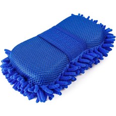 스불히아 마이크로파이버 세차 스펀지 샤닐 & 고흡수성 스펀지 디테일링 미트 있는 측면이 및 차량 스크래치 도구(오렌지) 없는 청소 보푸라기 메시, Green