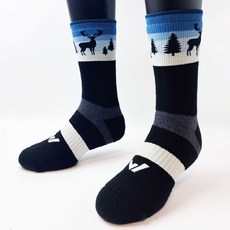 WOAWOA 森林水鹿 美麗諾羊毛登山襪-高筒, 1個, 藍色夜空,L(25-28公分)