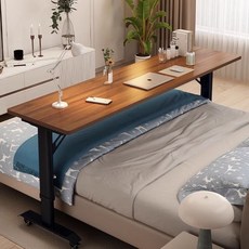 이동식 침대 책상 노트북 간이 탁자 리프팅 높이조절 침대테이블 높낮이조절 소파 사이드, 120x50x73cm, 다크월넛+블랙프레임생태판높이조절68-103