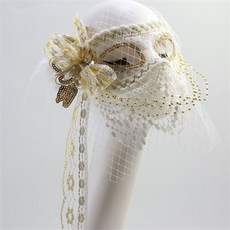 有貨萬圣節金色面紗全臉美女唱將蒙面歌王唱歌假面罩舞會面具成人神秘 DIY手工好物鋪, 白金, 1個