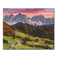DIY캔버스페인팅 명화그리기 액자 그림 세트 유화 - 풍경 40x50, L123_이태리 돌로미티, 1개