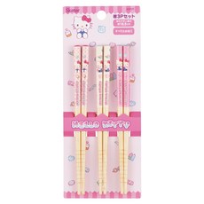 스케이터 ANT2T 우드 찹스틱 3종 세트, 헬로키티, 젓가락 3종, 1세트