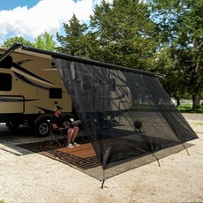 NAIMORUI RV 차양 쉐이드 스크린 지퍼 포함 2.4m x 2.7m(8피트 x 9피트 3인치) RV 차양 전면 쉐이드 스크린 블랙 메시 UV 차단 햇빛 가리개 컴플리