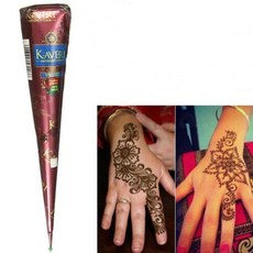 타투 스티커 천연 허브 헤나 콘 임시 문신 바디 아트 페인트 Mehandi 잉크 3 가지 색상, brown, 1개
