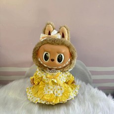 라부부 팝아트 인형옷 labubu 아기 옷 대형 인형 액세서리 헤어악세사리 공주 스커트 바지 드레스, 38cm 피복을 착용 가능, 12 옐로우 폴카 도트 세트