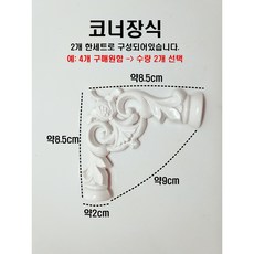 말랑말랑 pvc 벽면 액자 방문 포인트 테두리 인테리어 몰딩 장식 접착식 셀프 리폼 띠, 1개, 코너장식(2개세트)