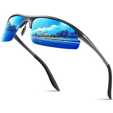 [4] Gesruny 남성 및 여성용 편광 스포츠 선글라스 사이클링 러닝용 자외선 차단 경량 선글라스 Z1 블랙 프레임 나이트 비전 렌즈, A2 그레이 프레임 블루 미러 렌즈