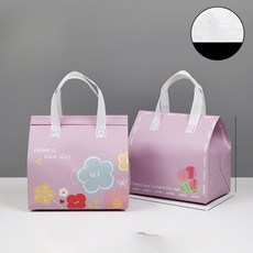 복장 부직포 쇼핑백 소중대 포장봉투 손잡이 선물봉투 쇼핑백 리유저블, 25개, 핑크플라워21×26×11cm