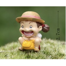 zakka雜貨 背書包馬尾女孩公仔：DIY多肉微景觀園藝造景擺件 可愛書包帽子造型, 1個, 單入（高品質pvc版）