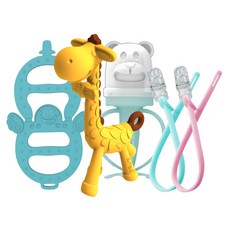 앙쥬 선물세트2 기린치발기 + 아기띠치발기 (민트) + 예쁜 곰 과즙망 + 집게홀더 2p (색상랜덤), 혼합색상, 1개