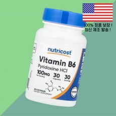 뉴트리코스트 비타민B 비타민비 비타민B군6 100mg 30캡슐 Nutricost Vitamin비타민B6 비타민B6 피리독신 비타민B군 비타민비100mg 30 Capsules, 30, 1