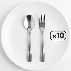 구스토 업소용 어린이 스텐 수저포크 10P 세트 단체급식 식당용 어린이집 유치원 초등 겸용 대량 스푼, 10개, 수저+포크