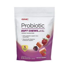 GNC 프로바이오틱 소프트 츄 파이버 함유 50억 CFUs 믹스드 베리 딜리셔스 소프트츄, 30개입, 1개, 30정