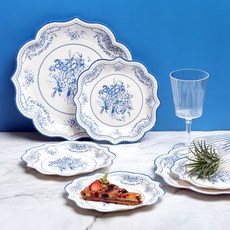 블루플로라 파티 일회용 종이접시 22cm 20장, 20개입, 1개