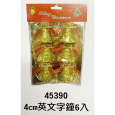 聖誕節 4CM 英文字鐘 6入組 金色聖誕樹裝飾掛件, 1個