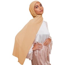 VOILE CHIC 여성용 프리미엄 시폰 히잡 스카프 - 미끄럼 방지 이슬람 헤드 랩 히잡 모카 브라운 버건디 블랙 3개입 141763, 라이트 회갈색