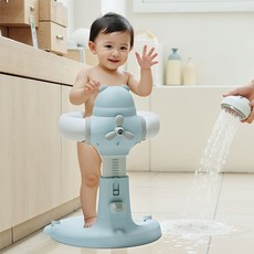 【櫥窗好物】台灣出貨 寶寶站立洗澡架嬰兒小孩洗屁股輔助支架兒童防滑站著淋浴寶寶抱架, 凍湖晨光藍, 1個