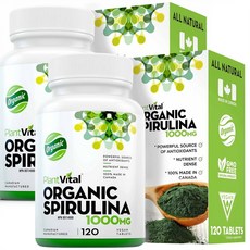 유기농 스피루리나 강력한 항상화제 오가닉 슈퍼푸드 1통120정 캐나다내수용, 2개, 120정