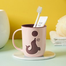 兒童雙色牙刷杯 卡通恐龍海豚漱口杯 牛奶杯 兒童水杯, 海豚-粉色, 1個