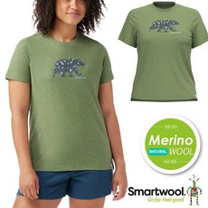 美國 SmartWool 花熊熊塗鴉Tee 美麗諾羊毛圓領短袖T恤 女款運動上衣