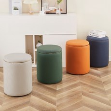 데코트리 원형 수납 화장대 스툴, 네이비, 1개