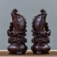 黑檀木 年年有餘 花開富貴 擺件 整木精雕, 如圖所示, 1個