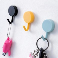 무타공 흡착 석션 고리 후크 걸이 주방 욕실 현관 5.5cm, 옐로우, 1개