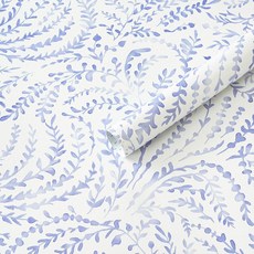 Ismoon Boho Peel and Stick Wallpaper Blue and White Contact Paper Leaf Botanical Stick on Wall Pap, Ismoon Boho Peel and Stick Wal