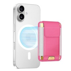 FINPAC MagSafe 지갑 아이폰 17/16/15/14/13/12 시리즈용 마그네틱 카드 지갑 홀더 안전한 RFID 차단 슬림 가죽 6 홀더 여성용 남성용 카본 파이, 핑크