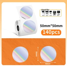 라운드 서클 감열지 라벨 스티커 소규모 비즈 자체 접착 용지 M110 M110S M120 M200 M220 50x50mm 1 롤, 06 laser silver 50x50mm