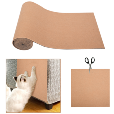 GAPINO 고양이 소파 스크래쳐 카페트 40*300cm 특대형 부착식 프리 커팅 소파 리폼 수직 스티커 매트, 카키, 1개