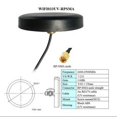 전방향 방수 고이득 브래킷 벽 마운트 야외 사용 2.4GHz 와이파이 공중 나사 블루투스 지그비 안테나, 04 WIFI033UVRPSMA